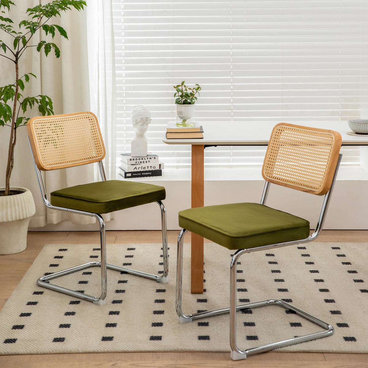 SCHWINGSTUHL DE-36902 2er-Set mit Rattan-Rückenlehne Grün - Grün, Metall (46.4/84.6/53cm) - ComfortXL