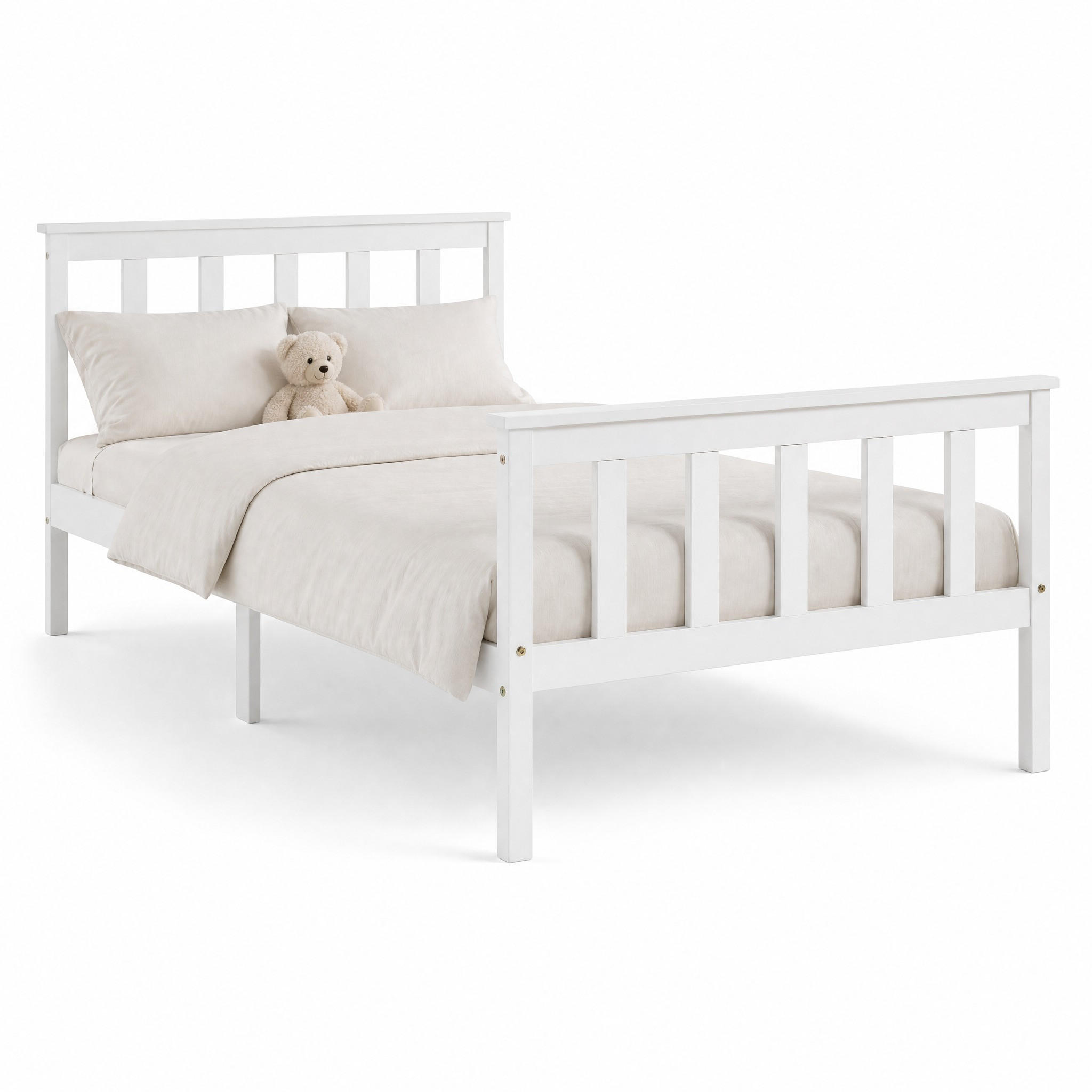 BETT 90/200 cm in Weiß mit Lattenrost aus Massivholz im minimalistischen Design - Weiß, Holzwerkstoff (90/200cm) - STILVORA