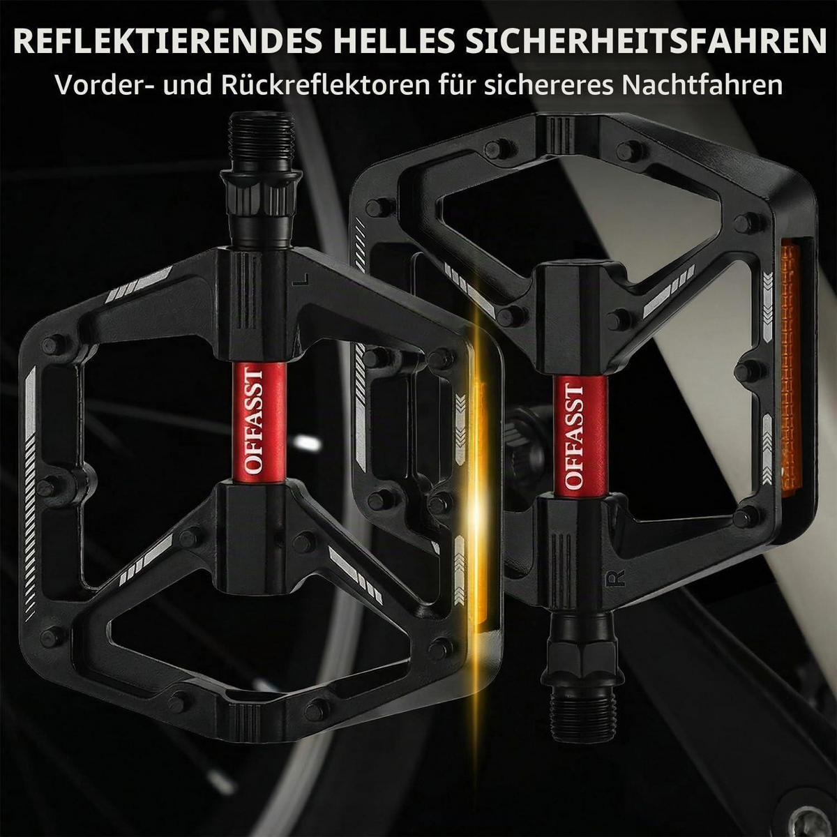 FAHRRADPEDALE Flats CNC-Aluminium mit 10 Anti-Rutsch-Stiften und Cr-Mo Achslager - Schwarz, Metall (13.3/2/10.4cm)