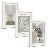BILDER SET 3er Set - 20x30 cm Weißer Rahmen - Botanische Boho-Abstraktionen - Weiß, Kunststoff (20/30cm) - TULUP
