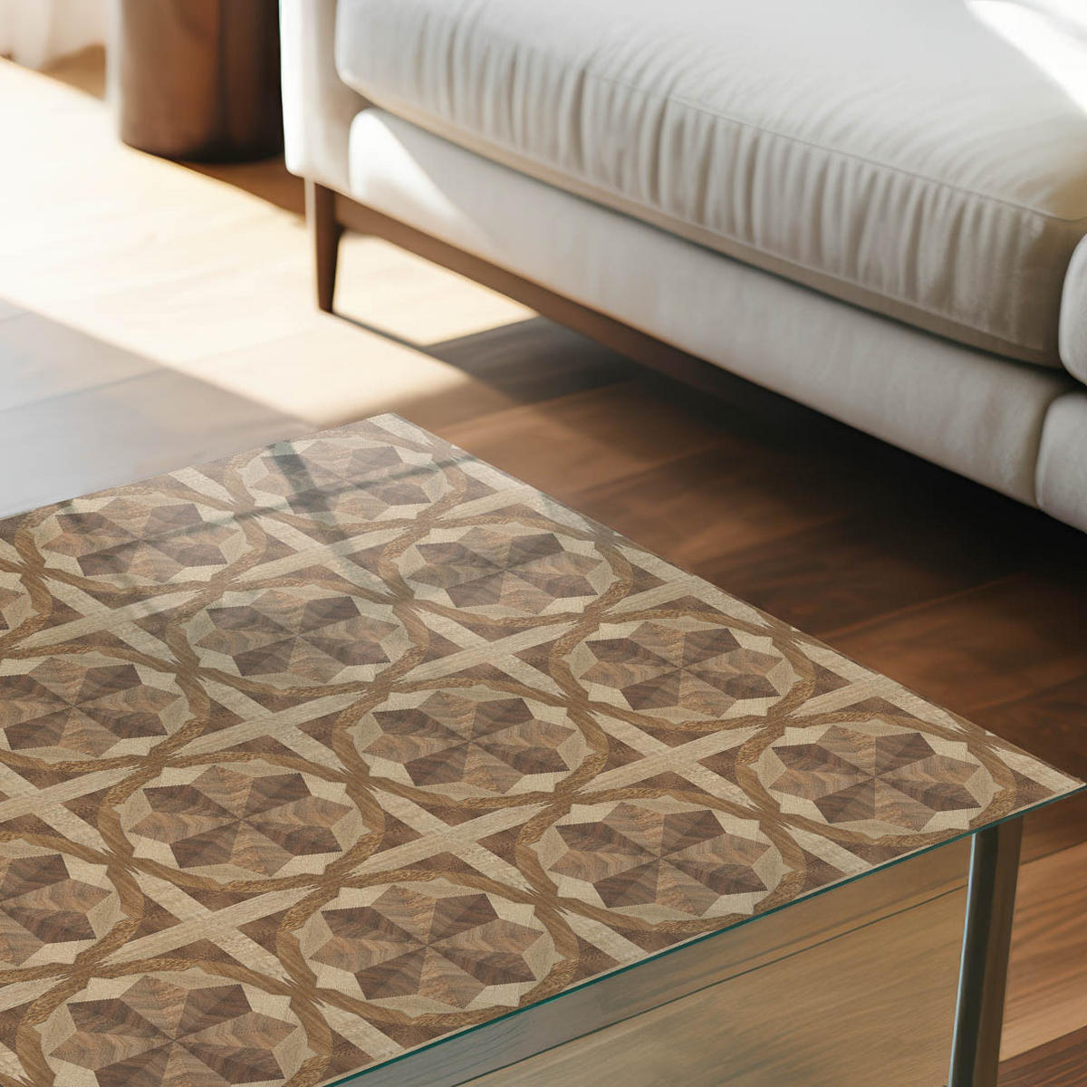 TISCHPLATTE 125x50 cm – Braune Eleganz - Braun, Glas (0.4/125/50cm) - Wallfluent