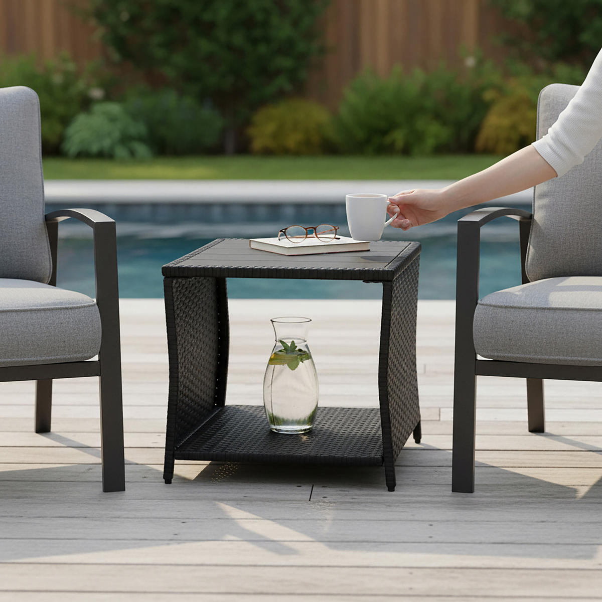 BALKONTISCH - Schwarz, Kunststoff/Metall (45/45/40cm) - Relaxdays