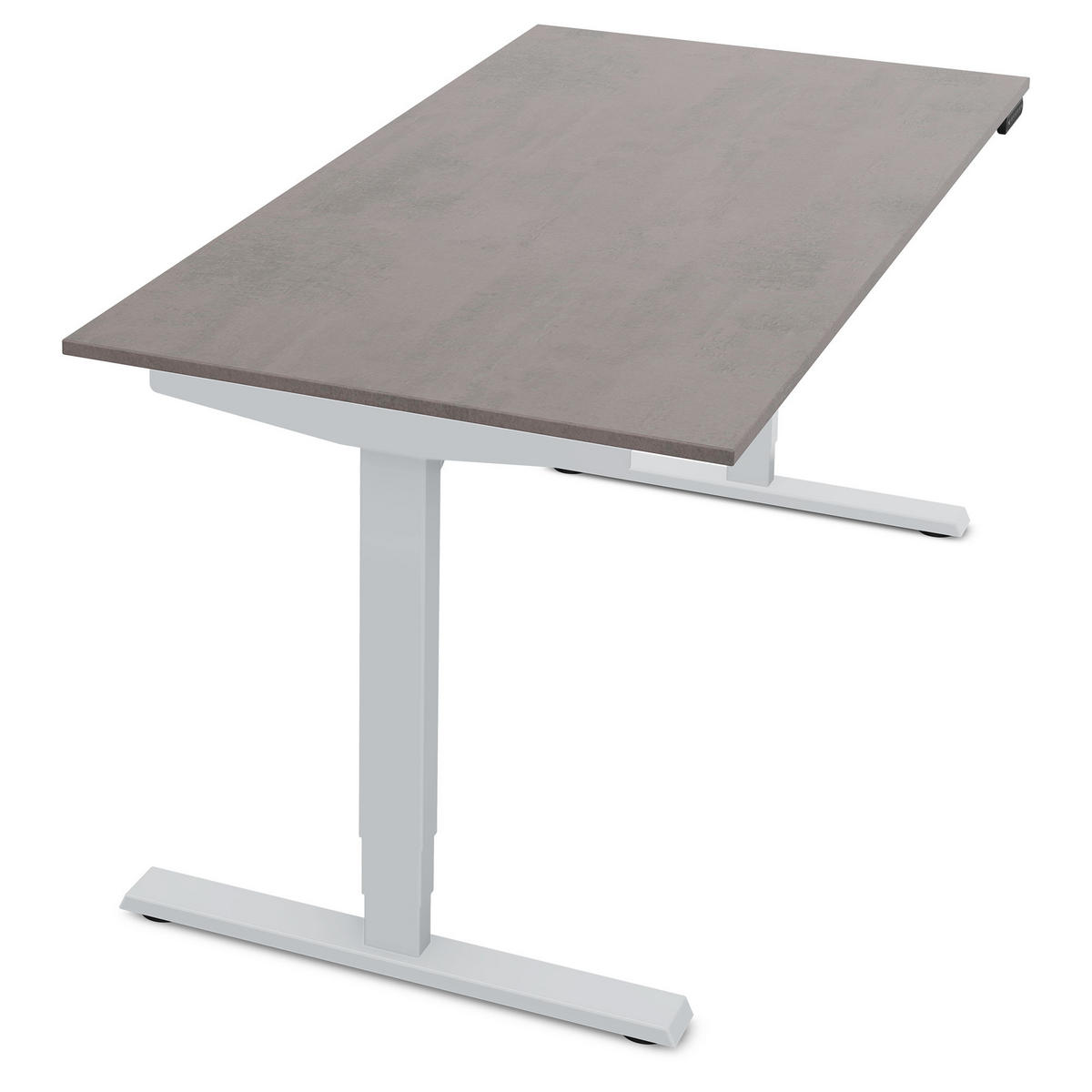 SCHREIBTISCH Elektrisch höhenverstellbarer Schreibtisch Y-Line Sichtbeton Anthrazit Weißaluminium 160/70/62-127cm - Schieferfarben/Weiß Hochglanz, Holzwerkstoff/Metall (70/160/127cm) - ASSMANN
