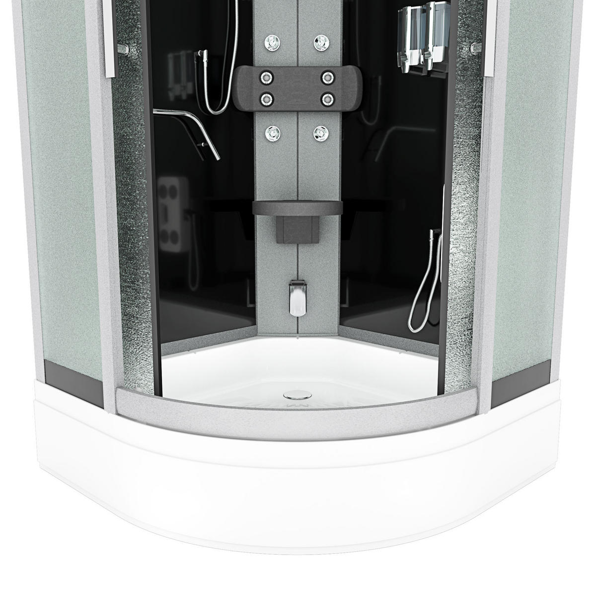 DAMPFDUSCHE Duschkabine D58-63M3-EC sw 100x100 - Schwarz, Glas/Kunststoff (100/100/225cm) - AcquaVapore by Sandra Jentho