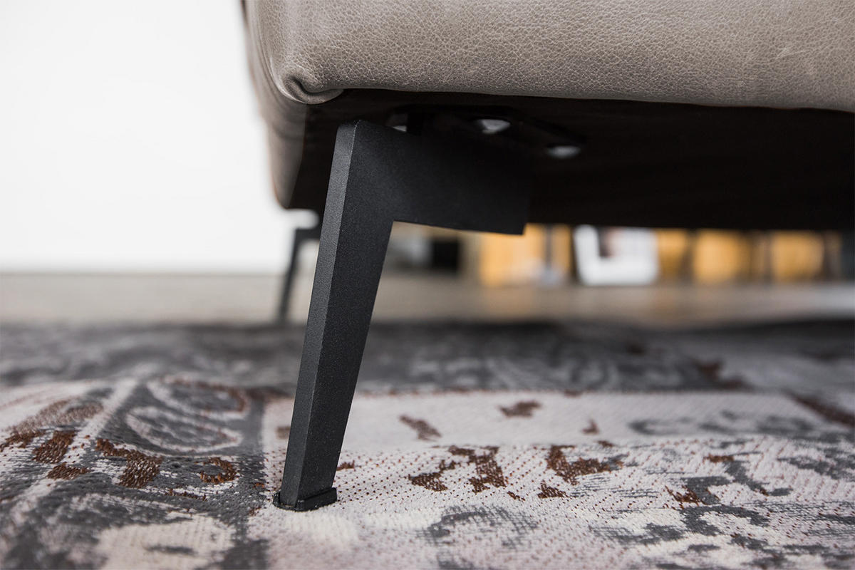 ECKSOFA BLOOM Hellgrau Leder - Hellgrau/Schwarz, Leder/Metall (276/177cm) - KAWOLA