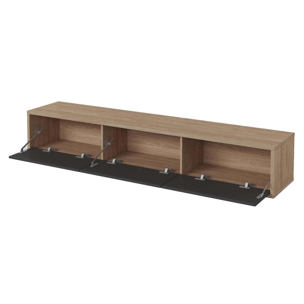 LOWBOARD LIVIA 180x36x32 cm mit 3 Türen Eichefarben - Eichefarben/Anthrazit, Holzwerkstoff (180/32/36cm) - MASSENO