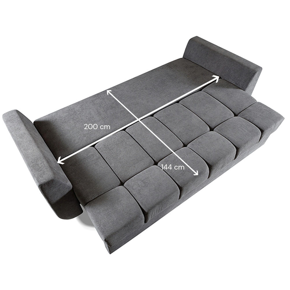 SOFA Delta Dunkelgrau, mit Schlaffunktion - Grau, Holzwerkstoff (245/93/118cm) - Bettso
