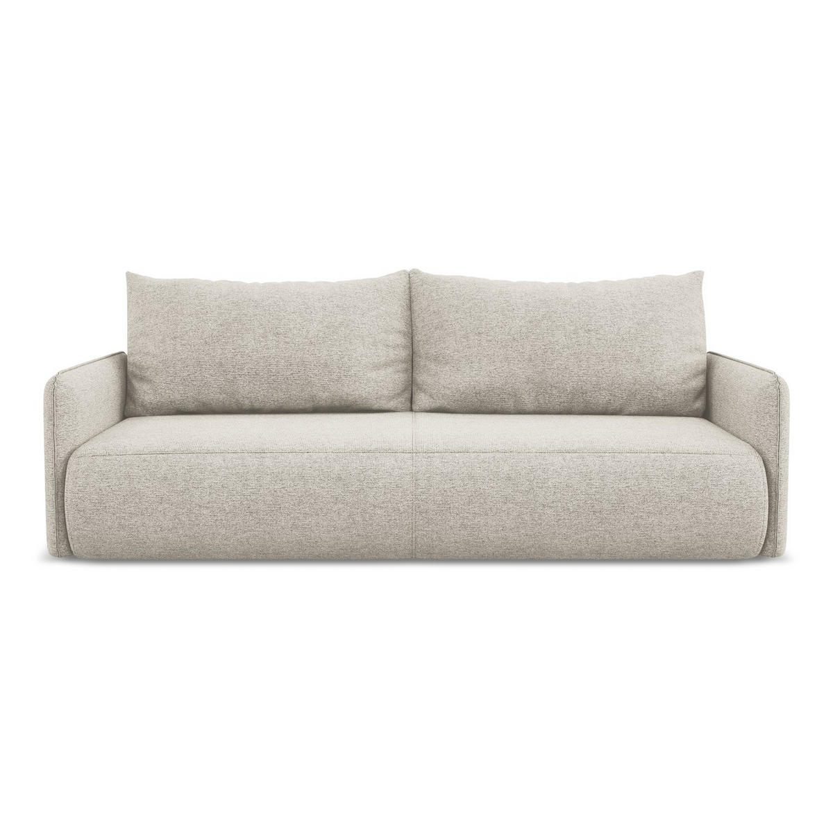 3-SITZER SOFA mit Schlaffunktion Chenille Stoff Grau - Silberfarben/Schwarz, Kunststoff/Textil (216/86/105cm) - LaMiaSofa