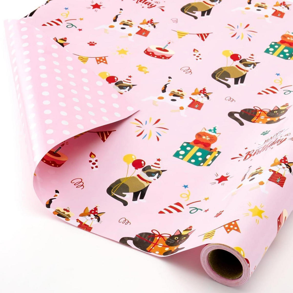 GESCHENKPAPIER Katzen 43 cm x 10 m - Rosa, Papier (43/0.1/1000cm)