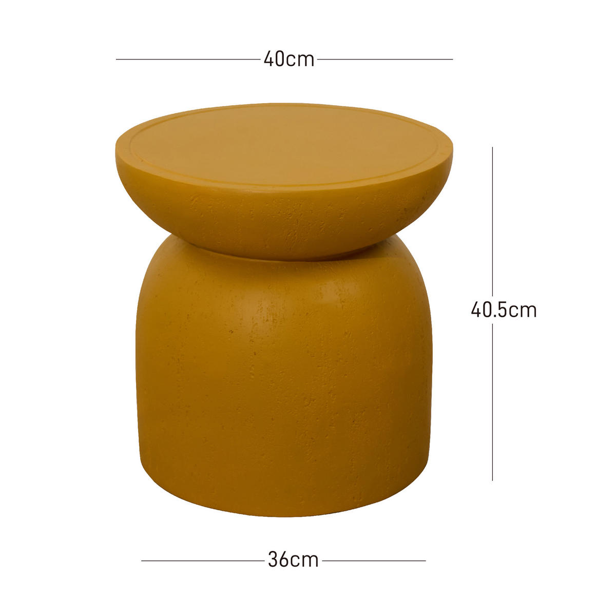 BEISTELLTISCH Rund Gelb 45 x 45 x 52 cm - Gelb, Metall (40/40/40.5cm) - Nordlys