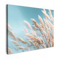 LEINWANDBILD Ziergras - Wind - Hellbraun Wandbilder 80x60 cm - Hellblau, Textil (80/60cm) - MuchoWow