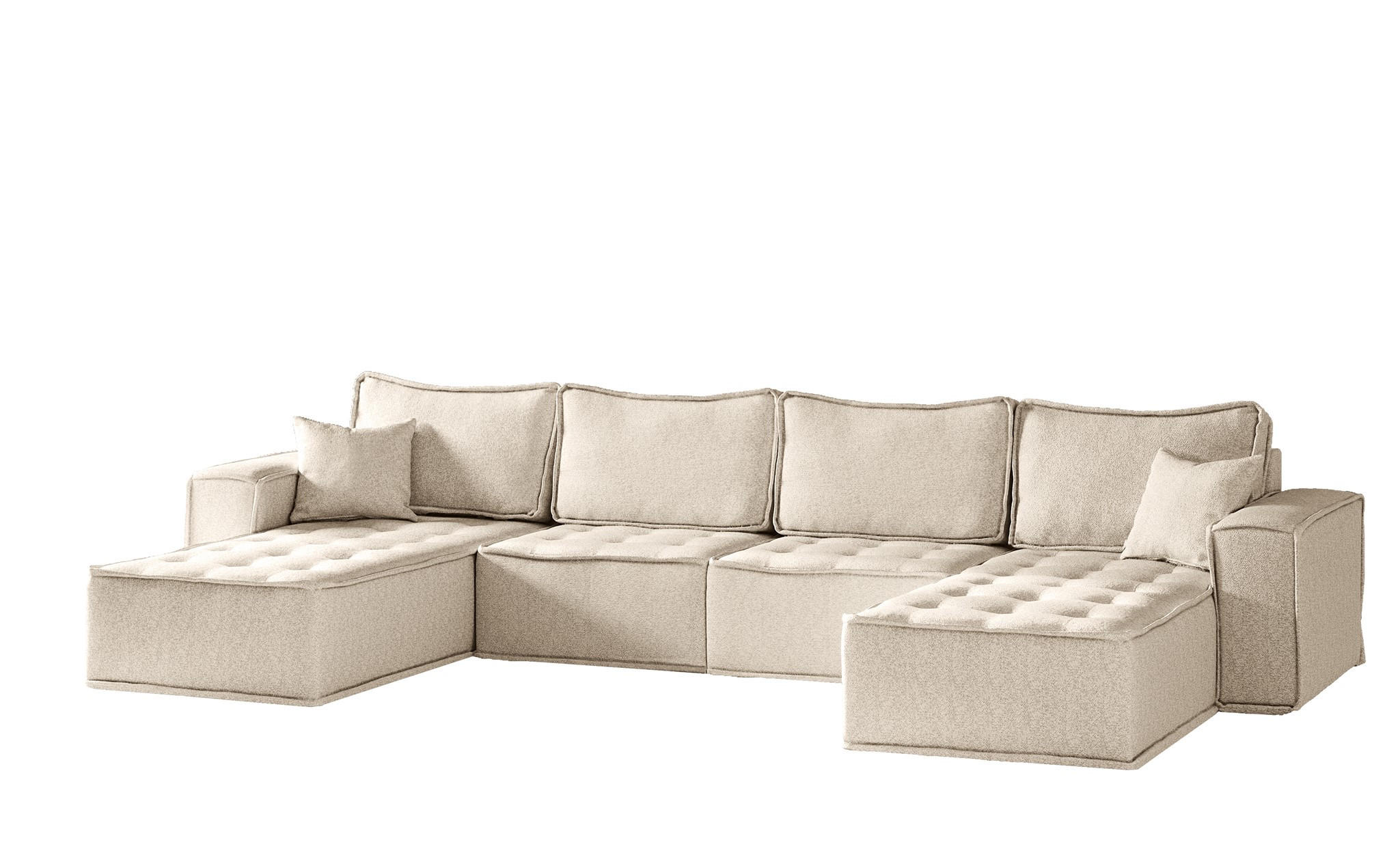 WOHNLANDSCHAFT Sande In Raven - Creme, Holzwerkstoff/Textil (372/85/192cm) - Fun Möbel