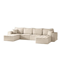 WOHNLANDSCHAFT Sande In Raven - Creme, Holzwerkstoff/Textil (372/85/192cm) - Fun Möbel