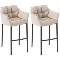 BARHOCKER 2er Set Stoff elfenbein - Creme/Schwarz, Textil/Metall (64/110/48cm) - CLP
