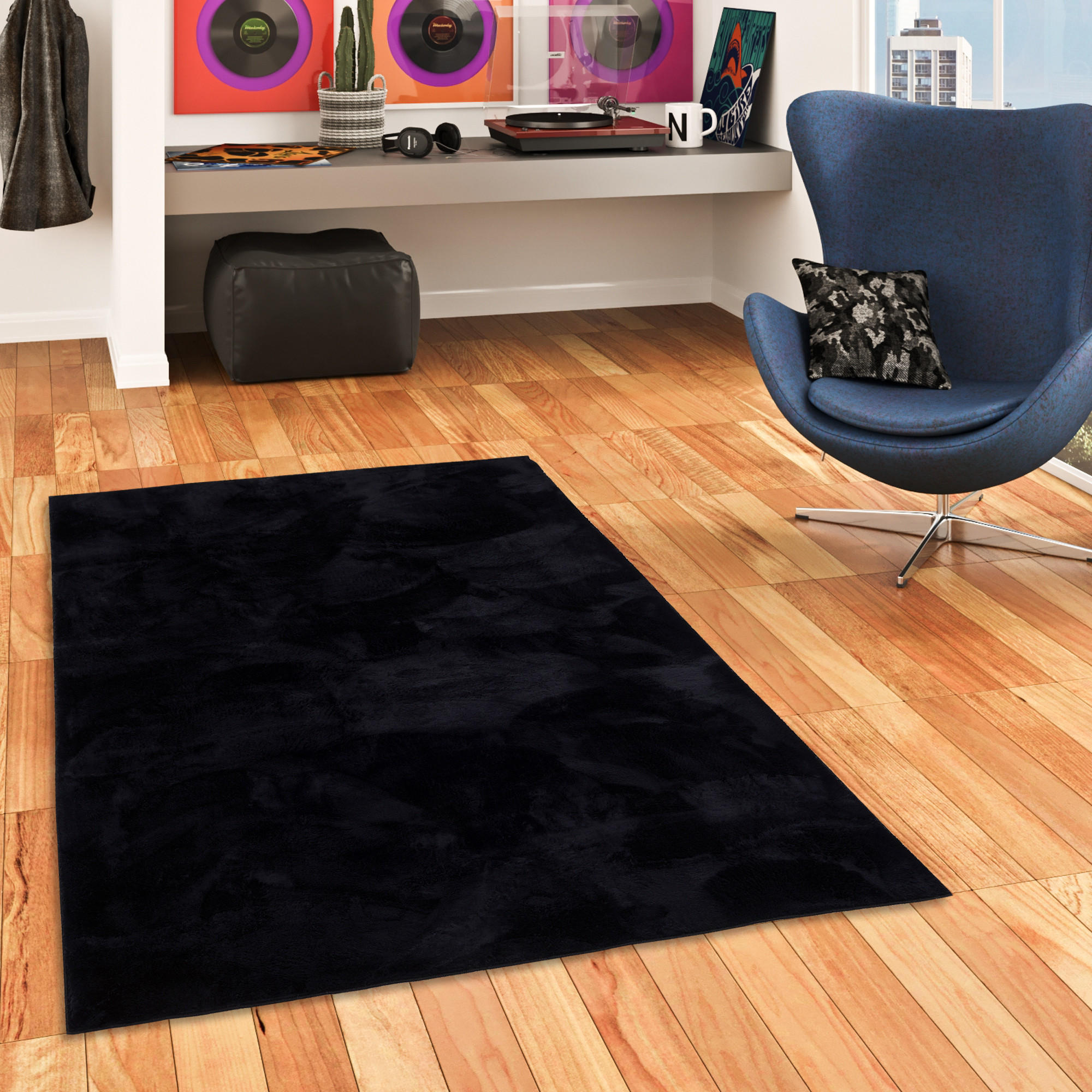 KINDER SUPER SOFT FELLTEPPICH PEARL KIDS - Schwarz, Textil (140/200cm) - Pergamon