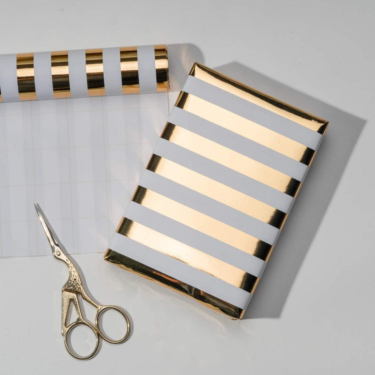GESCHENKPAPIER 3-teiliges Set Gold/Weiß 43,2 cm x 3,05 m - Multicolor, Papier (43.2/43.2/43.2cm)