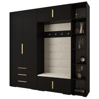 GARDEROBEN-SET 236,7/240/47 - Goldfarben/Schwarz, Holz/Kunststoff (240/236.7/47cm) - Abiks Möbel