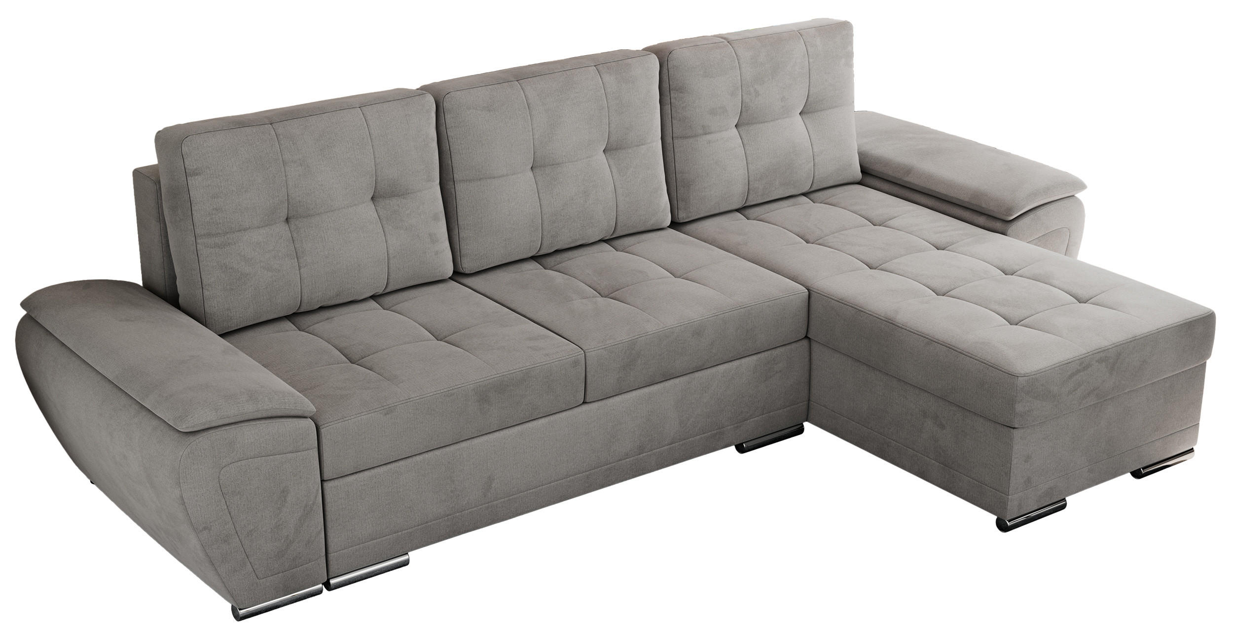 ECKSOFA UMBRIA L Hellgrau Velvet - Hellgrau/Grau, Textil (271/157cm) - MKS