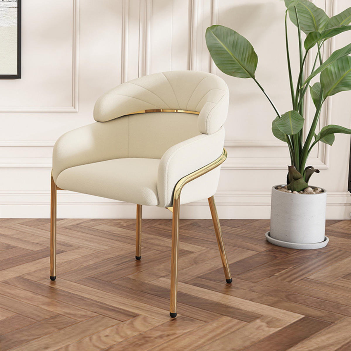 ESSZIMMERSTUHL Samt Beige Metallbeine - Beige, Textil (54.5/78/57cm) - FLIEKS