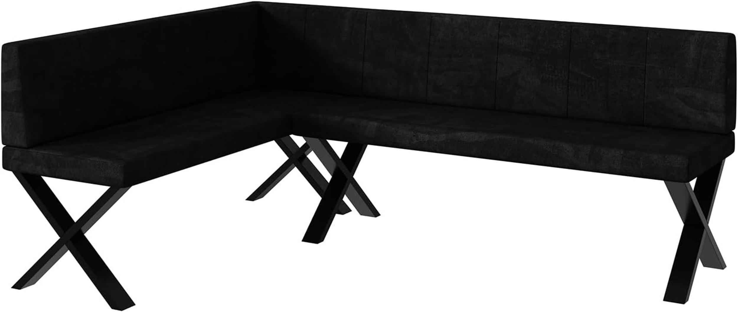 Meblini Eckbank Schwarz 196x142 cm