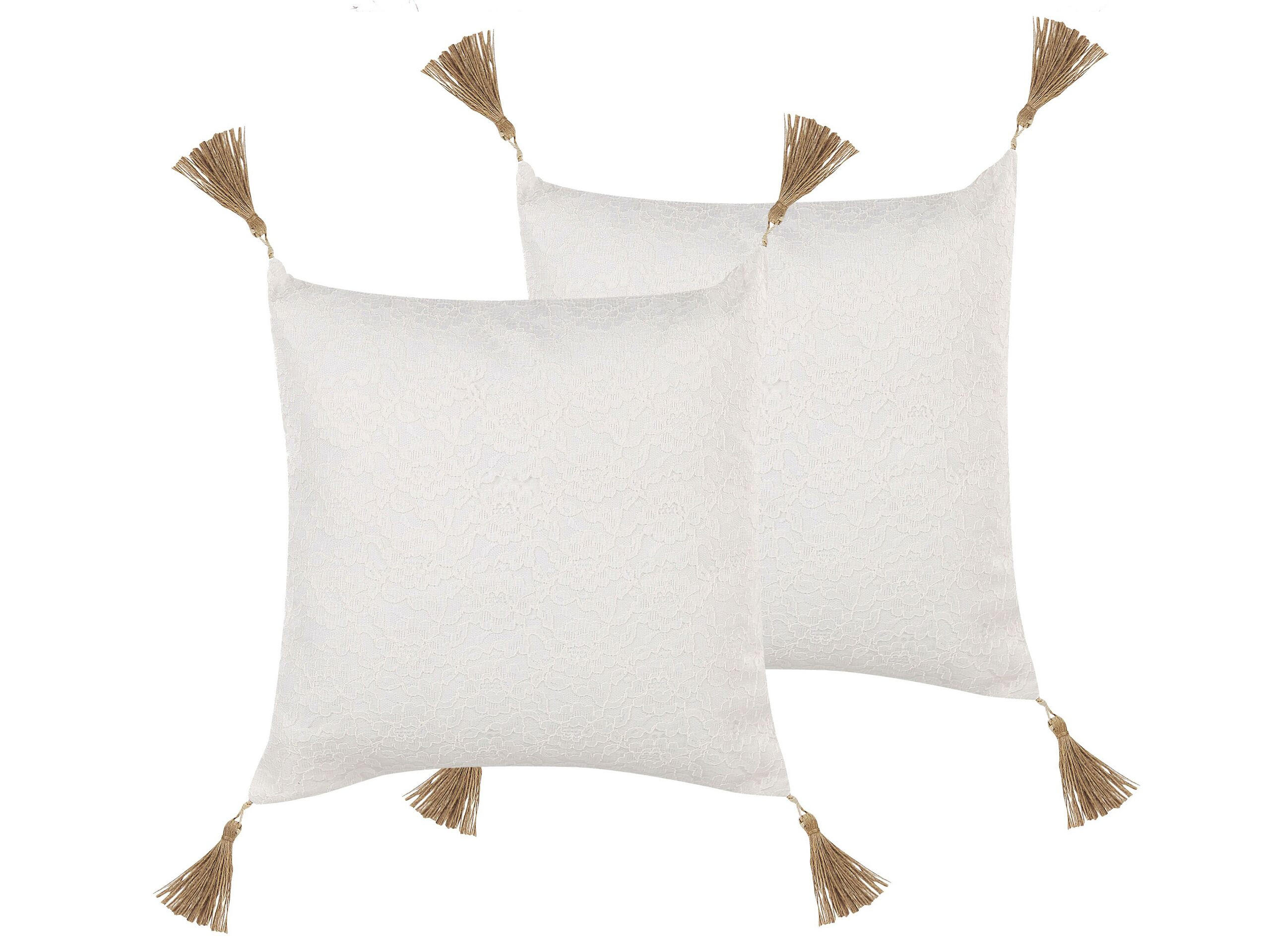 DEKOKISSEN 2er-Set Hellbeige 45/45 cm Azalea - Beige, Textil (45/45cm) - Beliani