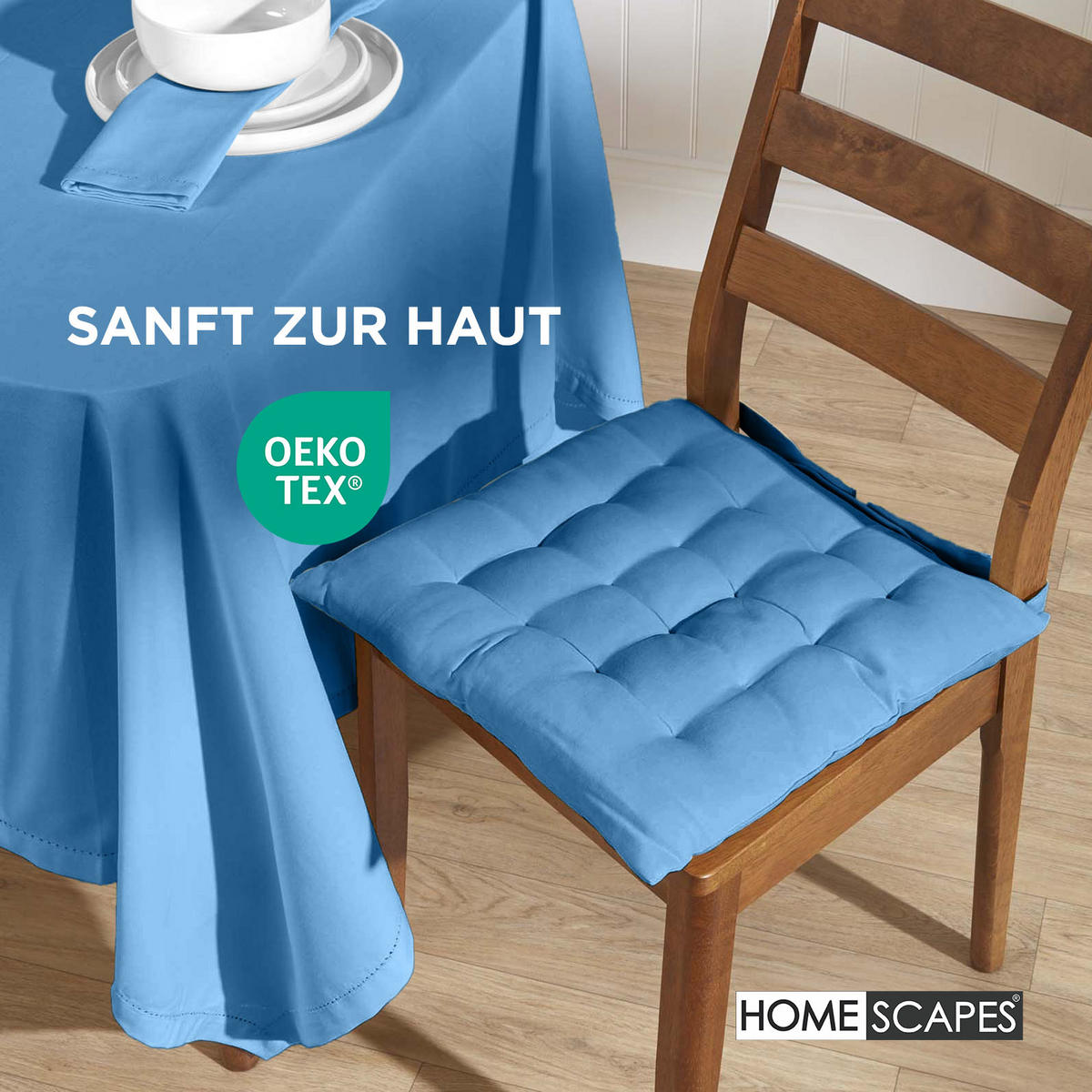 STUHLKISSEN blau 40/40/6,5 cm - Blau, Textil (40/40/6.5cm) - Homescapes