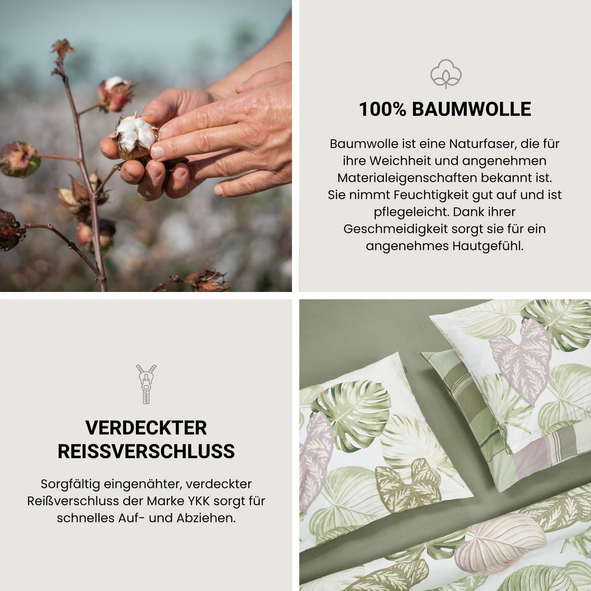 BETTWÄSCHESET Ate - Renforcé - 2-teilig - 135 x 200 cm - Grün - Grün, Textil (135/200cm) - SCHIESSER
