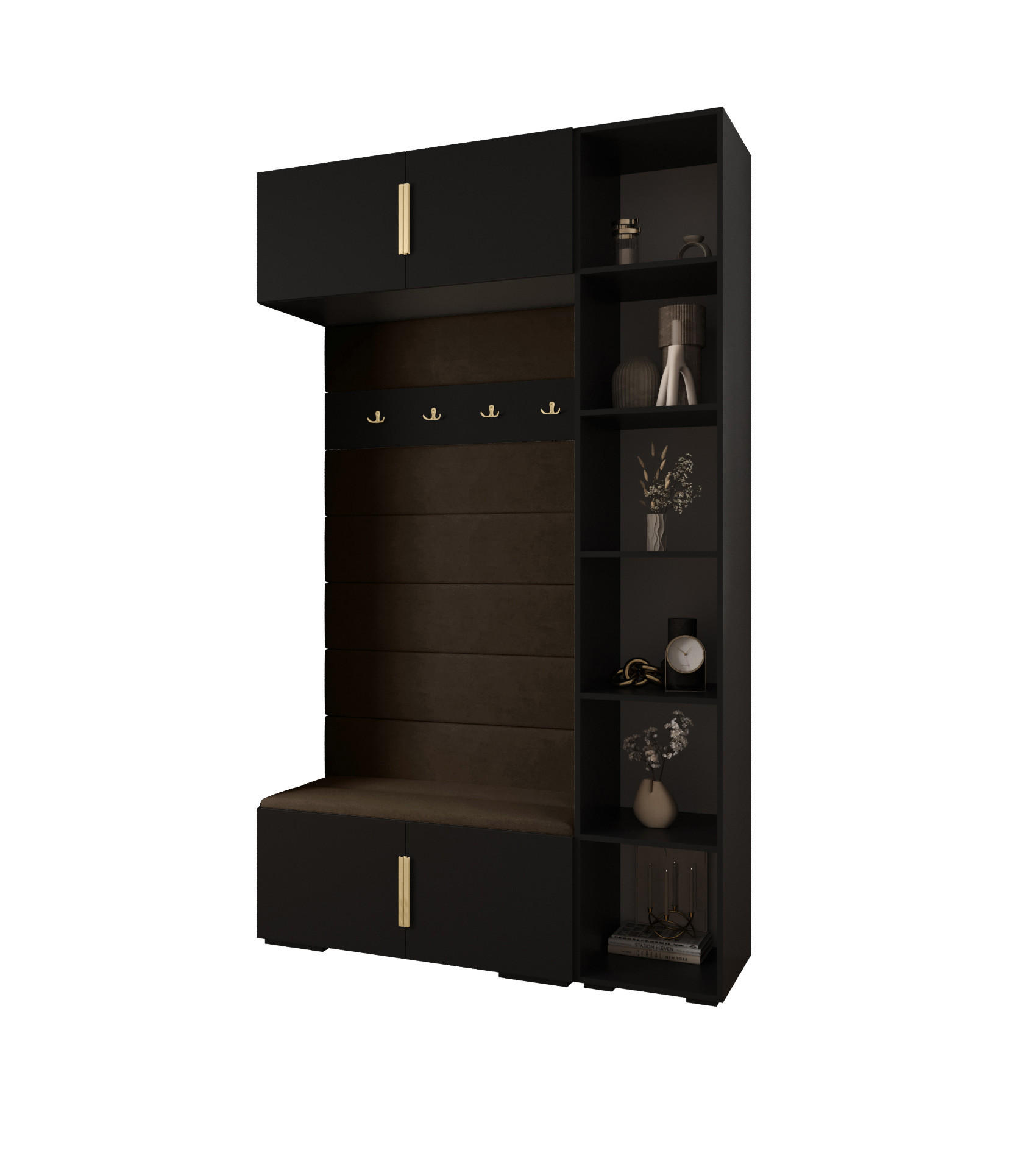 GARDEROBEN-SET 236,7/140/47 - Goldfarben/Schwarz, Holz/Kunststoff (140/236.7/47cm) - Abiks Möbel