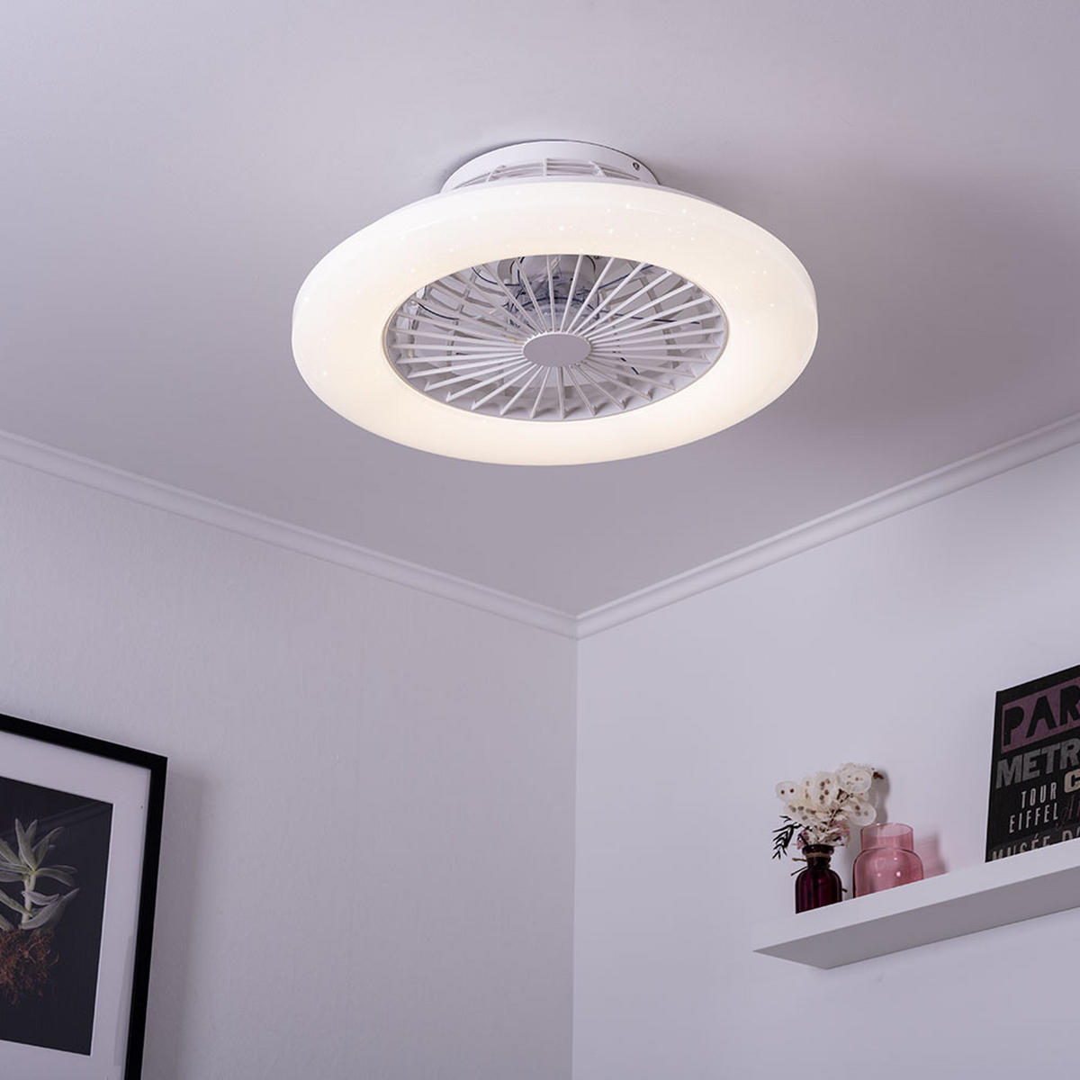 LED DECKENLEUCHTE TRAVO Weiß - Weiß, Metall (50/50/17.5cm) - Globo Lighting