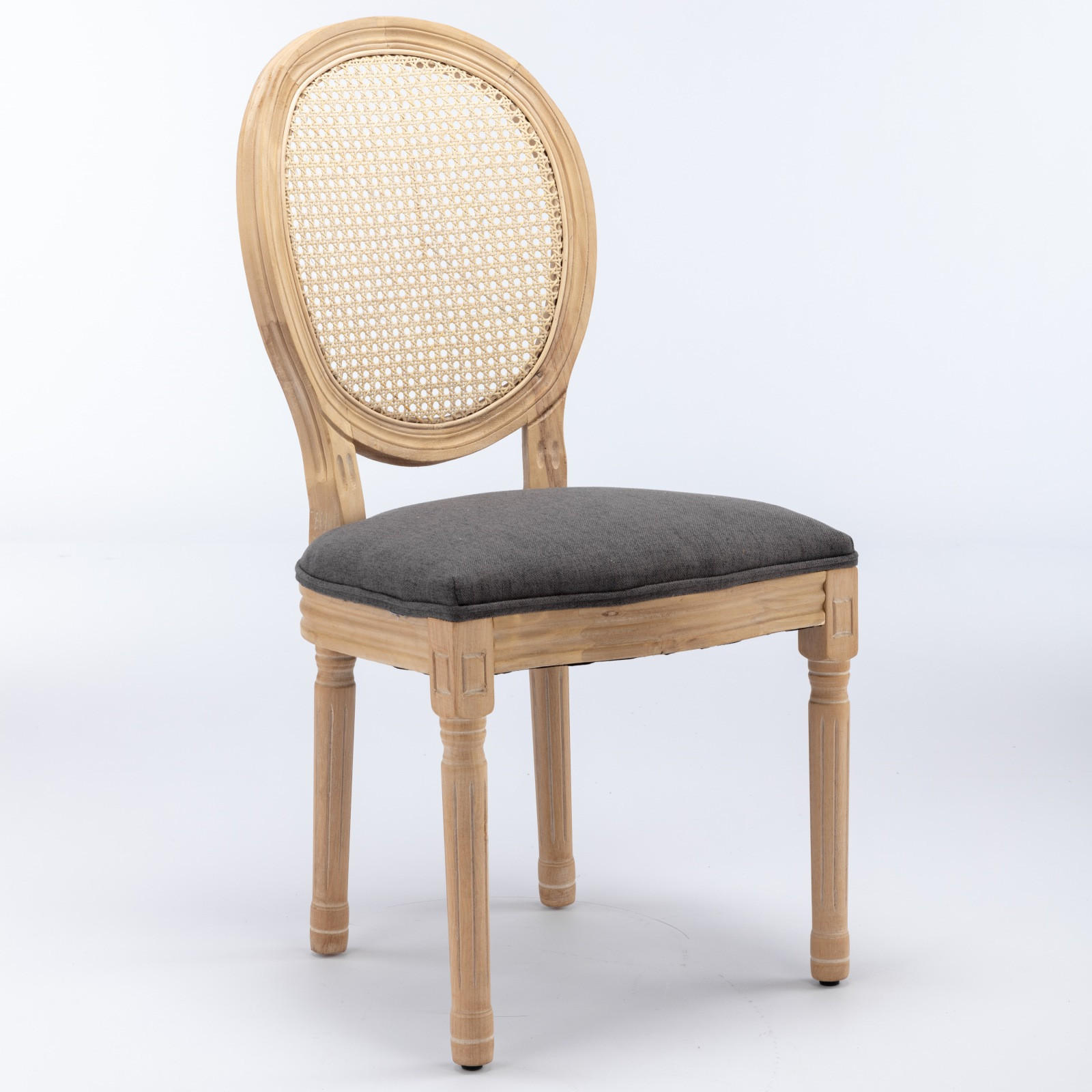 ESSZIMMERSTÜHLE 2er Set Medaillonstuhl mit Wiener Geflecht, Grau - Beige/Naturfarben, Holz (49/95/59.5cm) - LVHOM