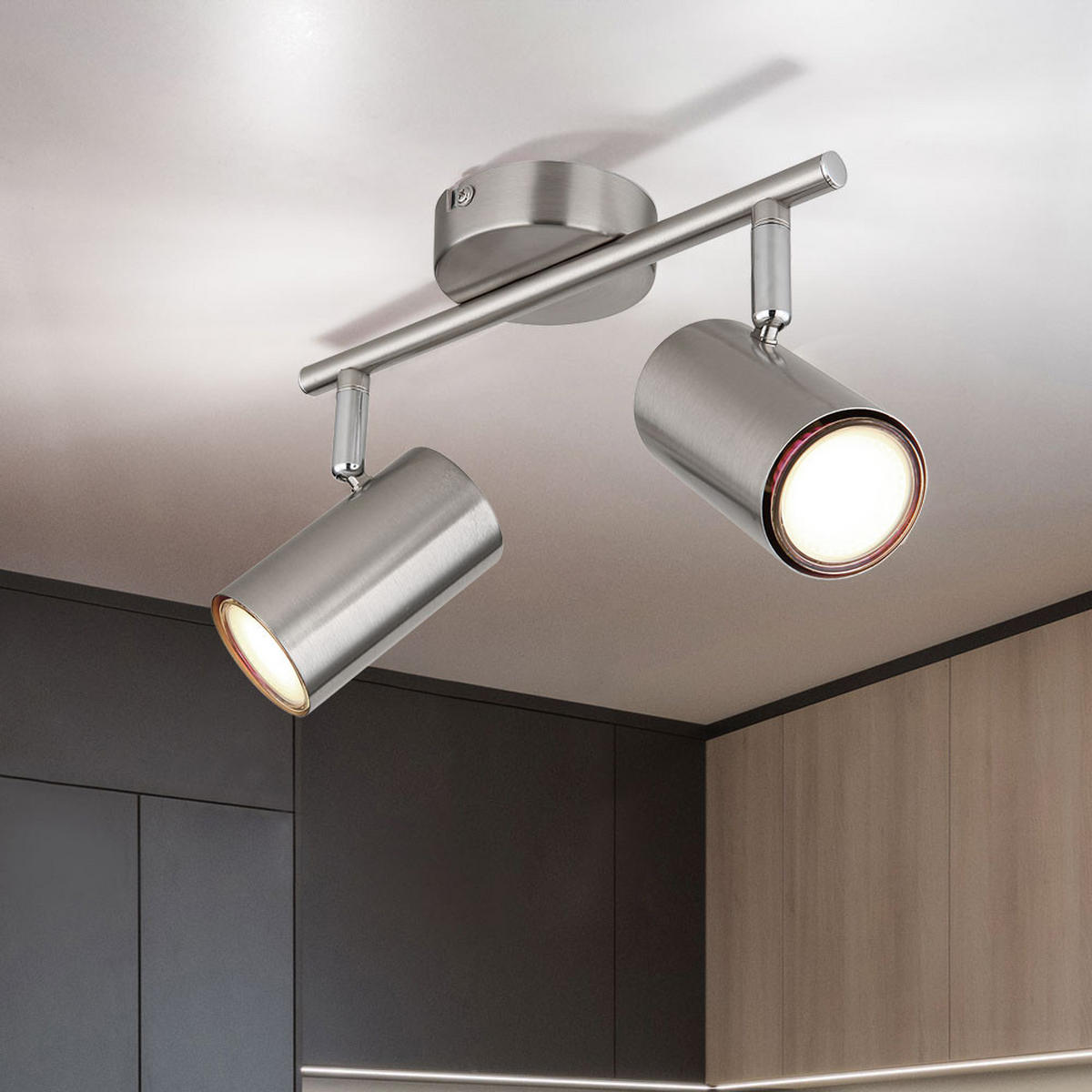 LED DECKENLEUCHTE Silber Metall - Silberfarben, Metall (25/10/13.5cm) - Globo Lighting