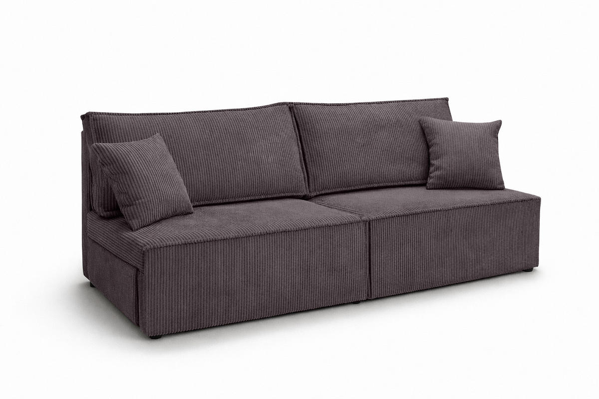 SOFA Mit Schlaffunktion Und Bettkasten, Cordstoff Poso, Dunkelgrau, BEST MINI - Dunkelgrau, Holz (200/83/98cm) - Kaiser Möbel