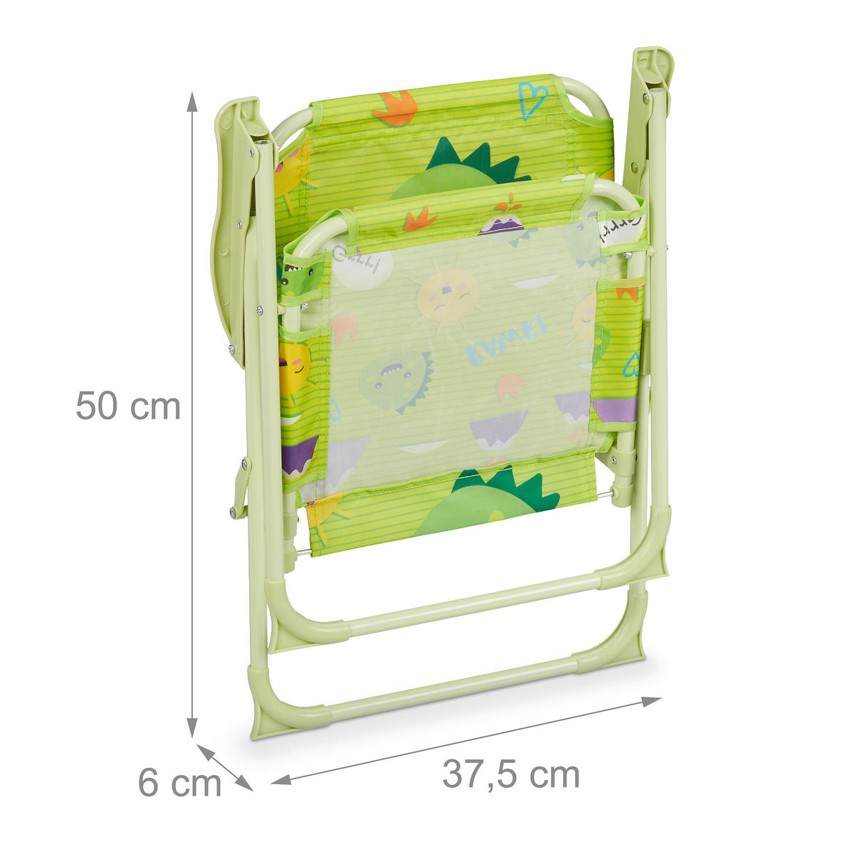 KINDER-KLAPPSTUHL - Hellgrün, Textil/Metall (36/51.5/37.5cm) - Relaxdays