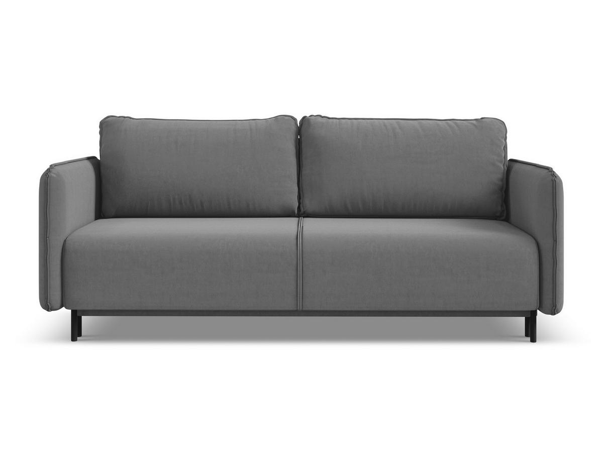 3-SITZER SOFA mit Schlaffunktion Samt Stoff Grau - Schwarz/Grau, Holz/Textil (226/90/92cm) - Makamii