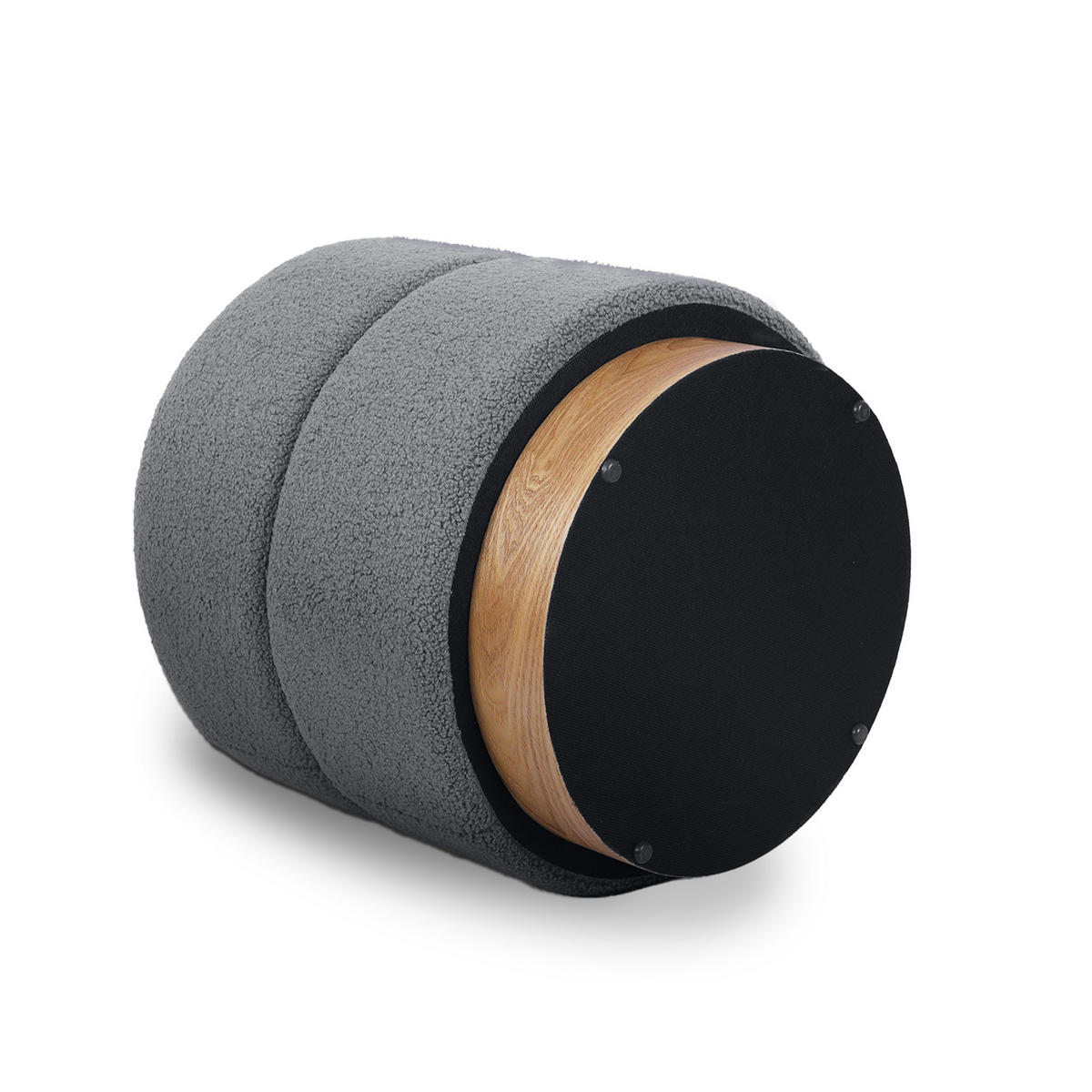 TRUHENHOCKER Roméo aus grauem Frotteestoff - Grau, Holzwerkstoff/Textil (37/42/37cm) - Sicaan