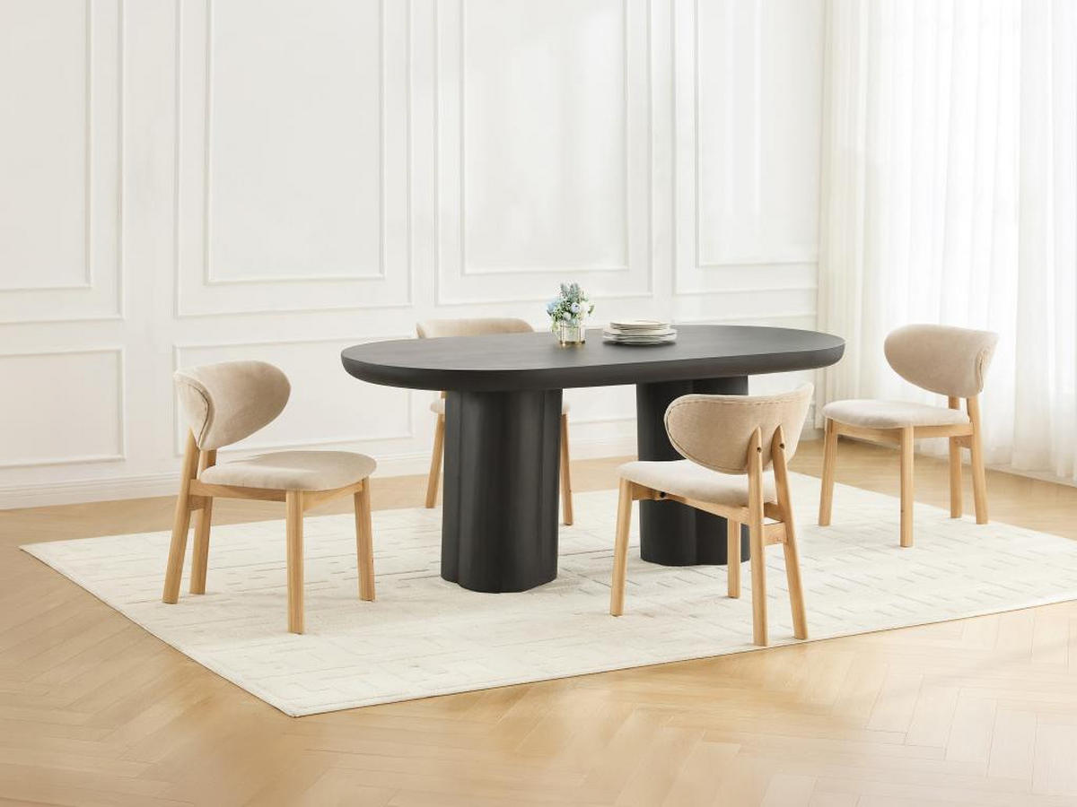 2ER-SET Stühle - Stoff & Gummiholz - Beige - FALDRA - Beige, Textil (61.5/76/50cm) - Vente-Unique