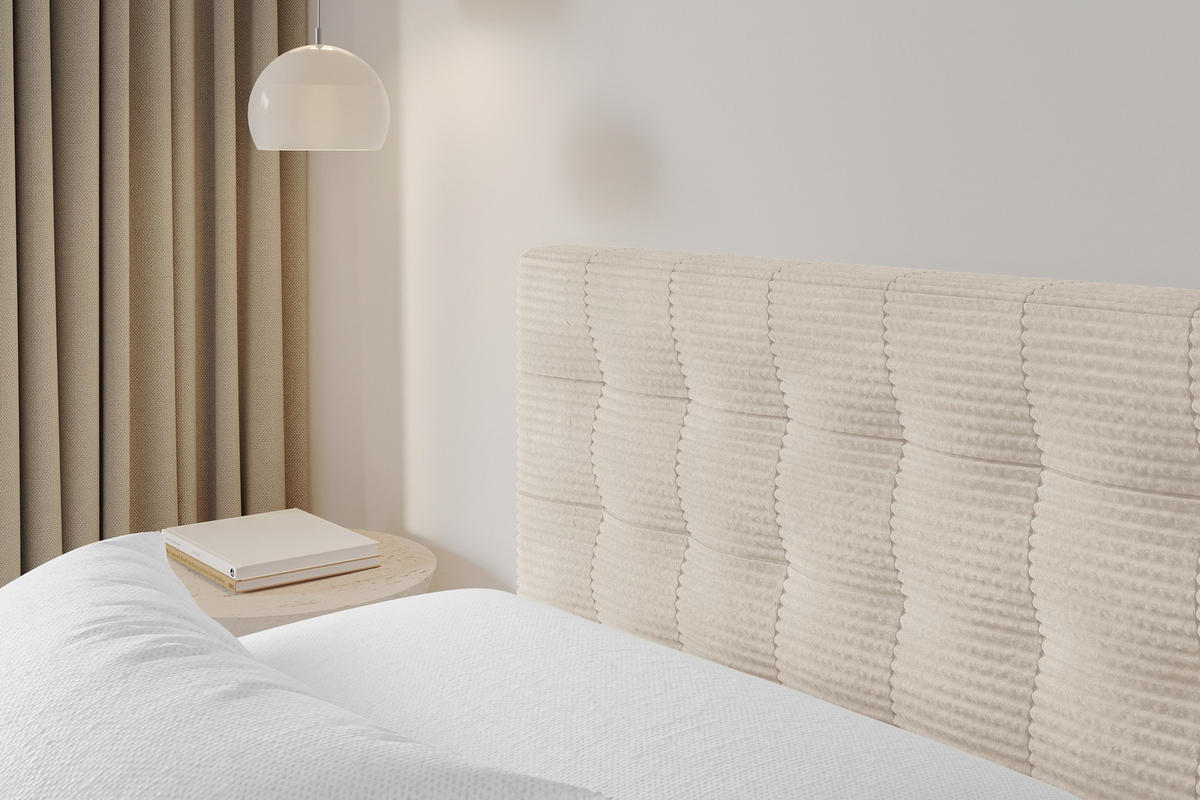 POLSTERBETT mit Bettkasten und Lattenrost, Boxbett ohne Matratze - PARI 180x200 Beige - Kaschmir, Holzwerkstoff/Textil (180/200cm) - ALTDECOR