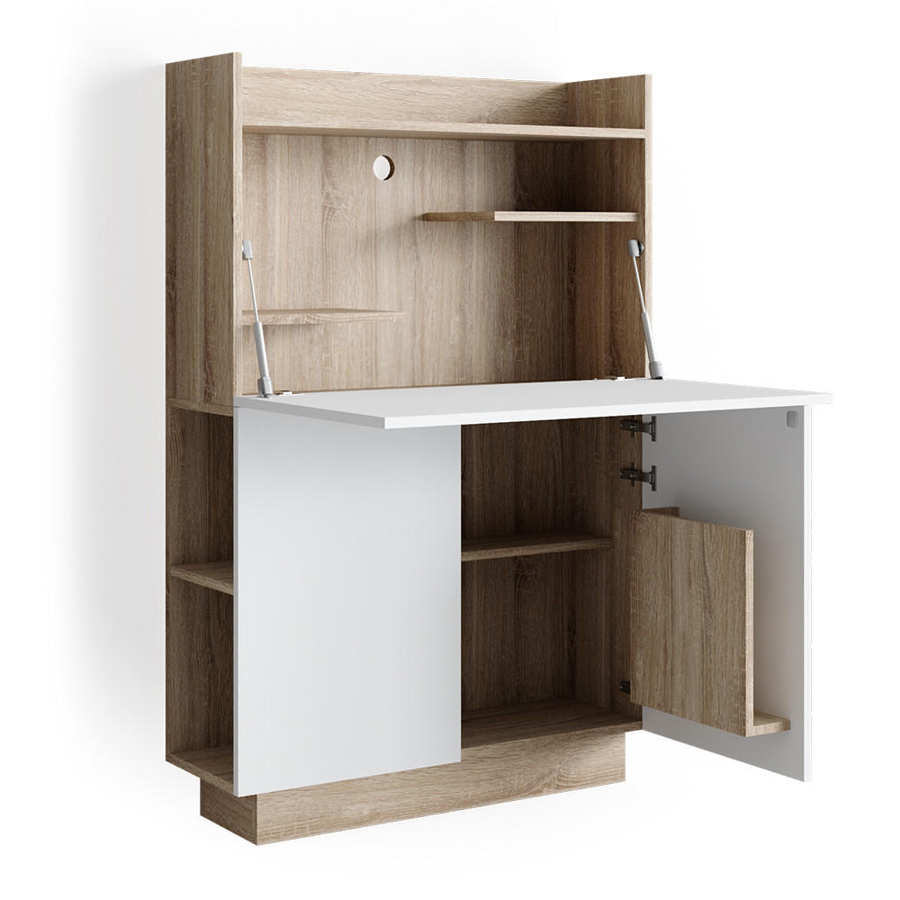 SEKRETÄR SCHREIBTISCH Alena Sonoma 85 x 27 cm - Weiß/Sonoma Eiche, Holzwerkstoff (27/85/118.9cm) - Vicco