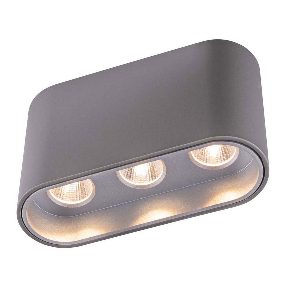 LED DECKENLEUCHTE Aluminium Grau 2er Set - Grau, Metall (10.5/3.8/6.4cm) - Globo Lighting