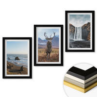 WANDBILDER 3er-Set - 20x30 cm Schwarzer Rahmen - Berglandschaften mit einem Wasserfall - Schwarz, Kunststoff (20/30cm) - ArtPrintCave