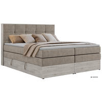 BOXSPRINGBETT ALNOR KING 200/200 - Greige Stukture - Topper Visco - H3 - Greige/Schwarz, Kunststoff/Textil (200/200cm) - MKS