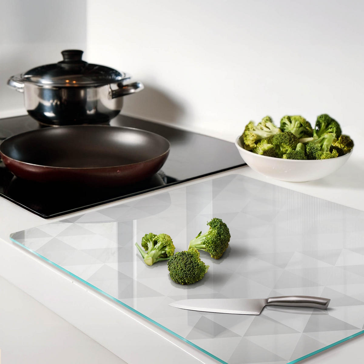 GLASPLATTE 60x52 cm Abstraktion - Grau, Glas (60/0.4/52cm) - TULUP