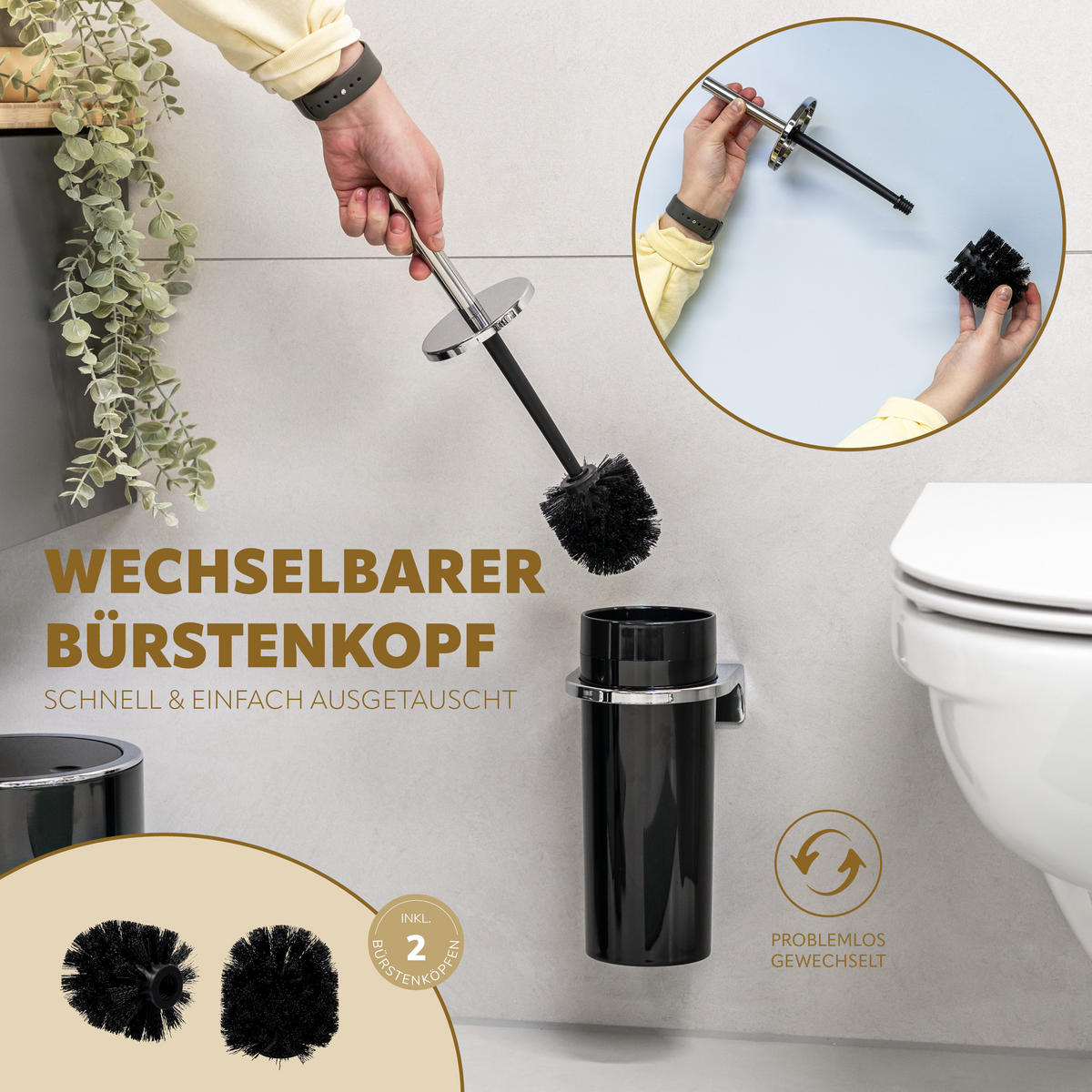 WC-GARNITUR SAVONA, schwarz - Schwarz, Kunststoff (10/36.5/10cm) - bremermann