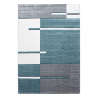 TEPPICH Kurzflor Karo Muster Polypropylen Wohnzimmer Blau Läufer 80x150 - Blau, Textil (80/150cm) - KADIMA DESIGN