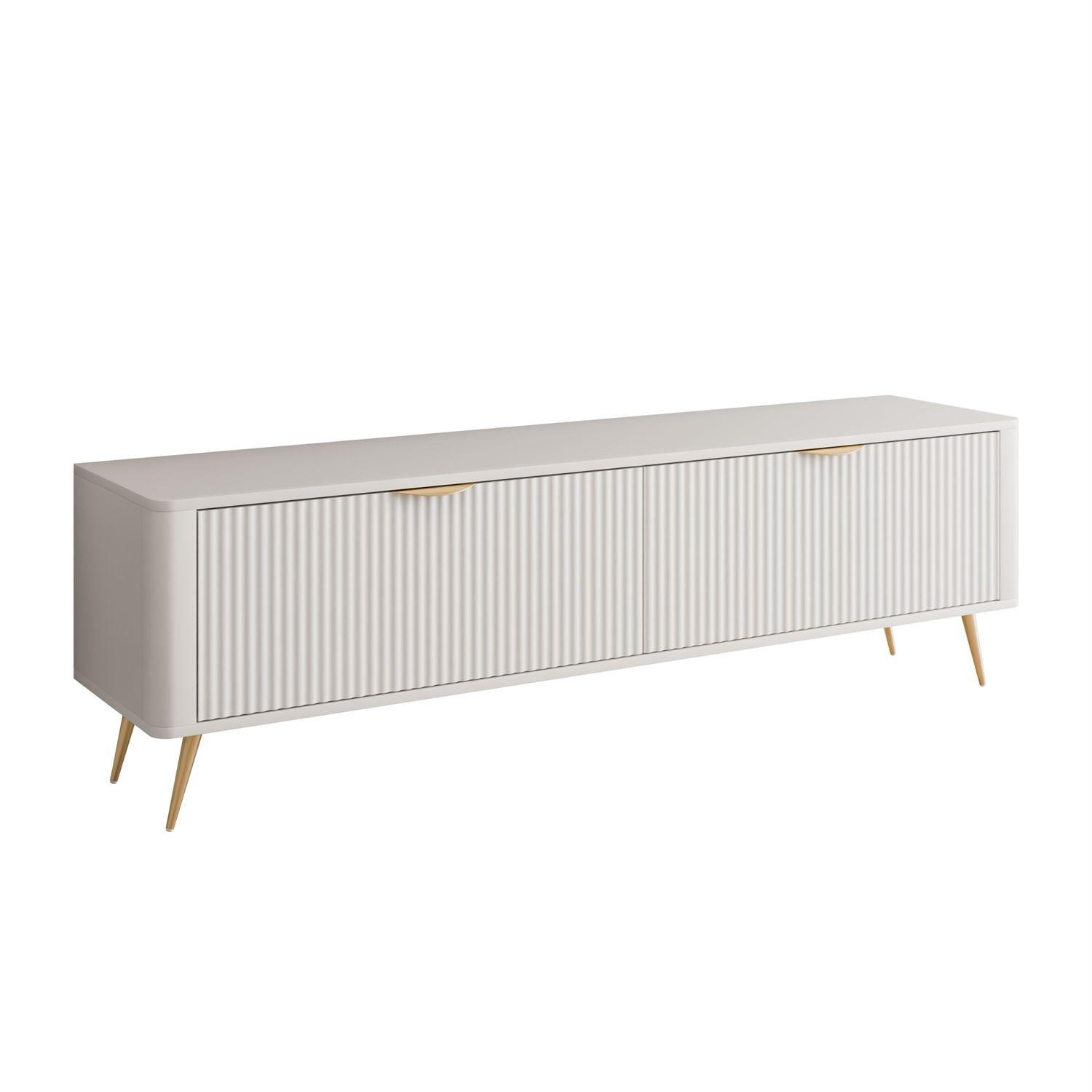 TV-UNIT SCARLETT 2D 163 CM BEIGE + GOLD - Beige/Goldfarben, Holzwerkstoff (163/51/38cm) - Lookway