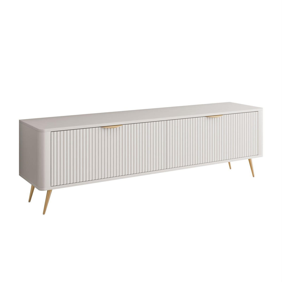 TV-UNIT SCARLETT 2D 163 CM BEIGE + GOLD - Beige/Goldfarben, Holzwerkstoff (163/51/38cm) - Lookway