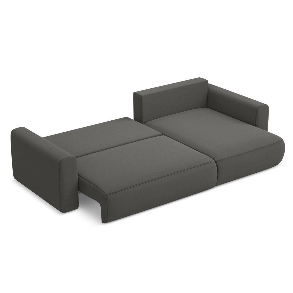 ECKSOFA mit Schlaffunktion Samt Stoff Grau - Dunkelgrau/Schwarz, Kunststoff/Textil (278/149cm) - LaMiaSofa