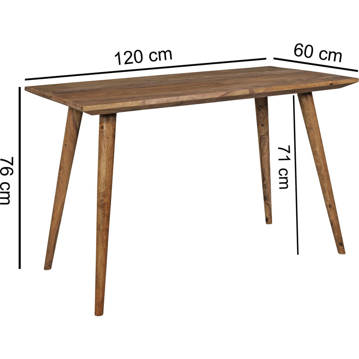 ESSTISCH Massivholz Braun Landhausstil Handgefertigt, Braun 120x60x76 cm - Braun, Holz (60/120/76cm) - KADIMA DESIGN
