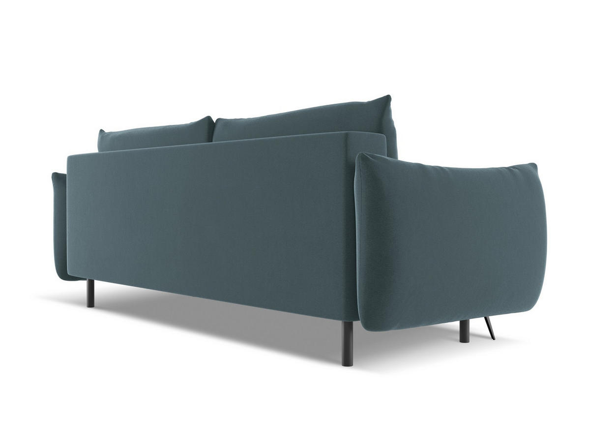 3-SITZER SOFA mit Schlaffunktion Samt Stoff Blau - Blau/Petrol, Textil/Metall (230/86/105cm) - Makamii