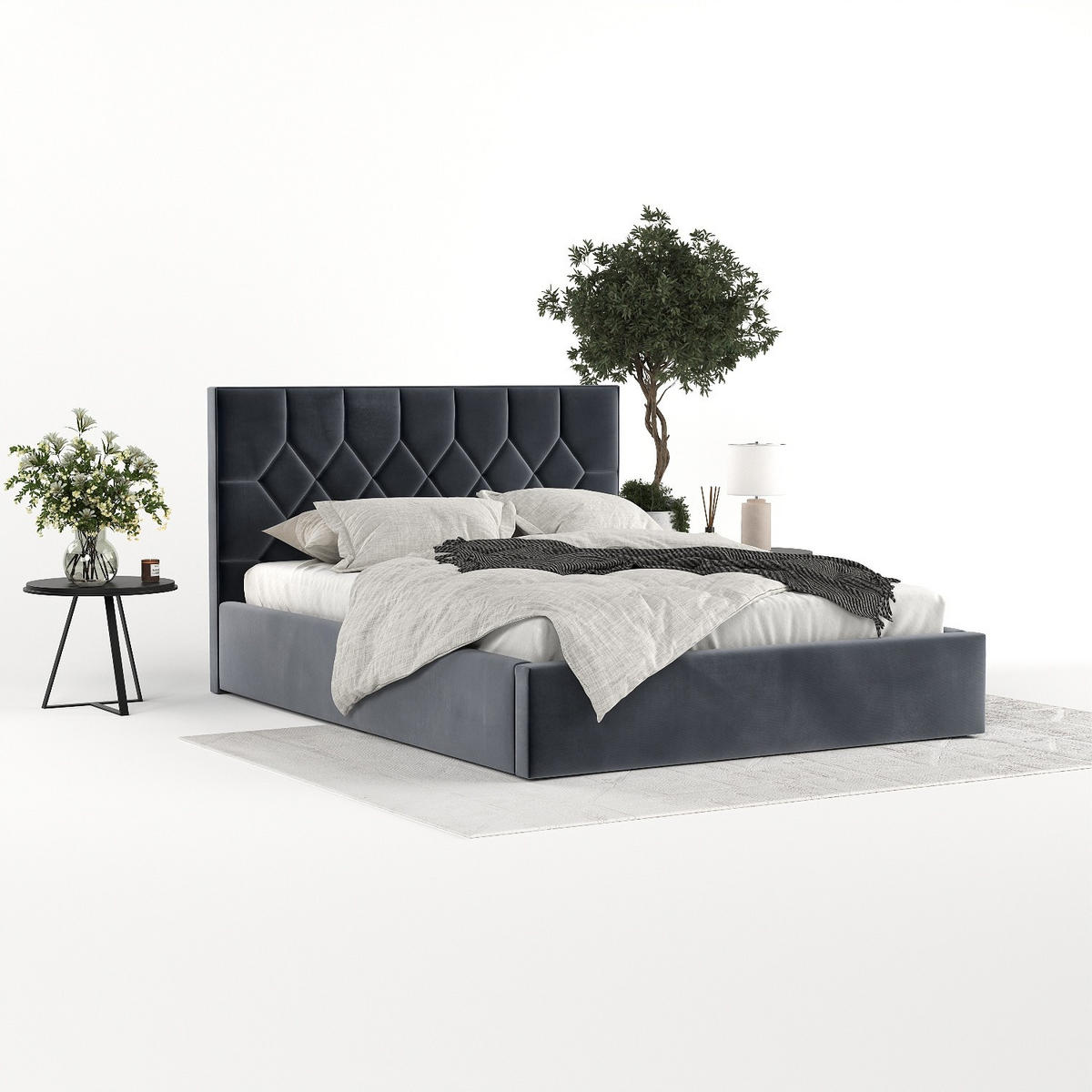 POLSTERBETT Brisa 160/200 cm Dunkelgrau im Kronos Stoff - Dunkelgrau/Schwarz, Holz/Holzwerkstoff (160/200cm) - AltaBeds